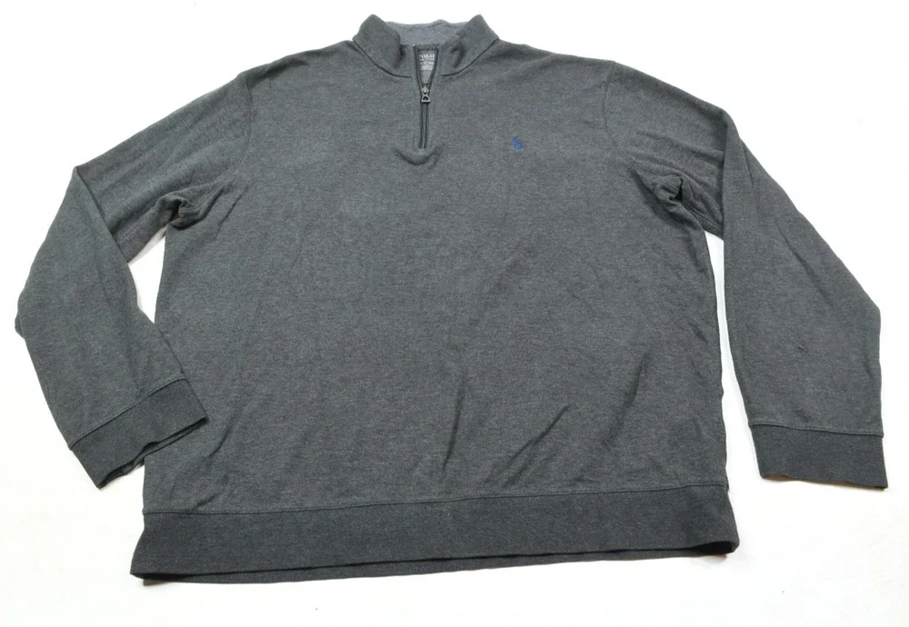 Polo Ralph Lauren 1/4 Zip Pullover Sweater Mens XL Gray Long Sleeve Cotton